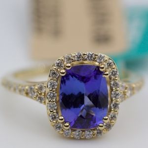 NEW EFFY 14k Yellow Gold Tanzanite & Diamond Ring